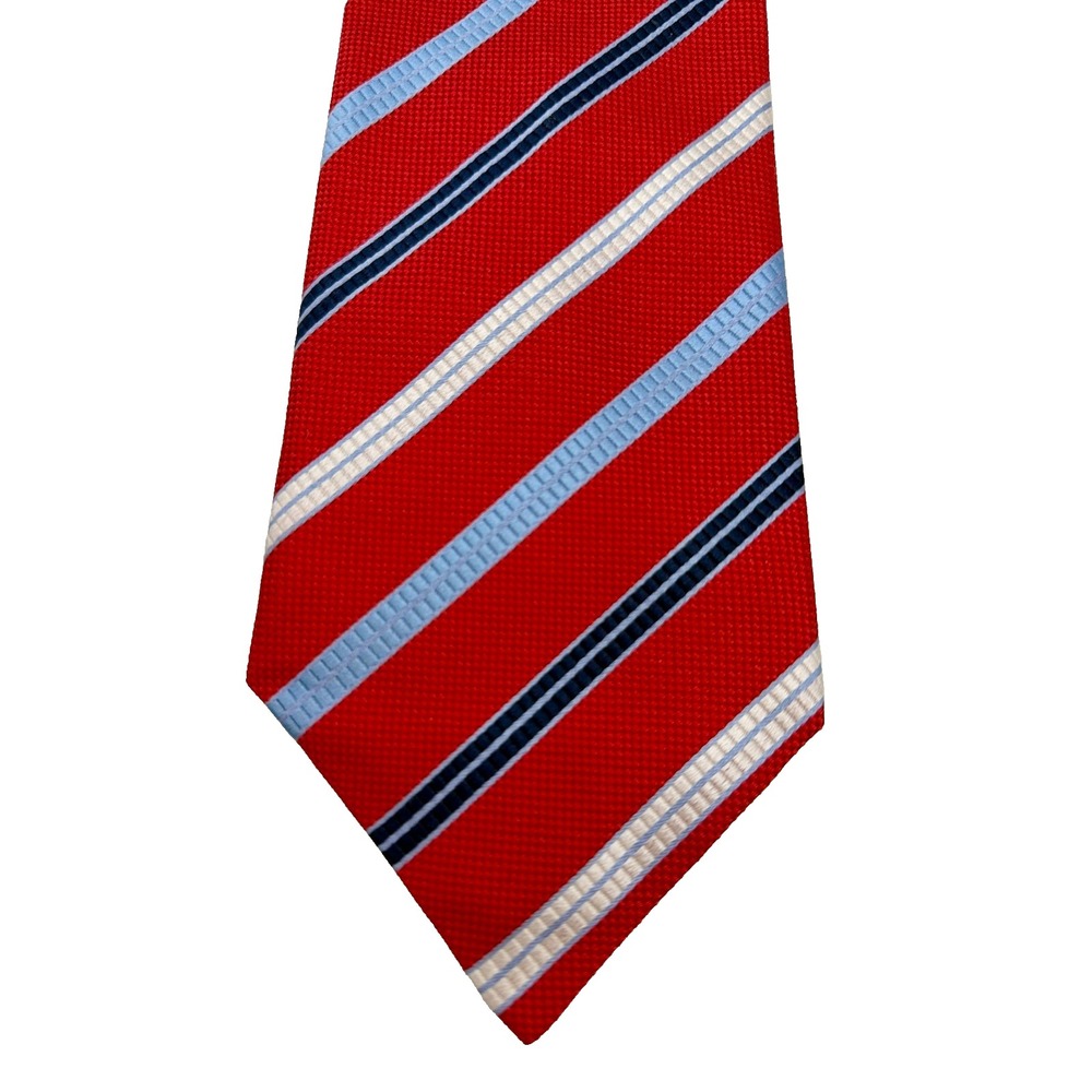 Gianfranco Valentino Red Blue Striped Silk Necktie Hand Finished Canada 4x58
